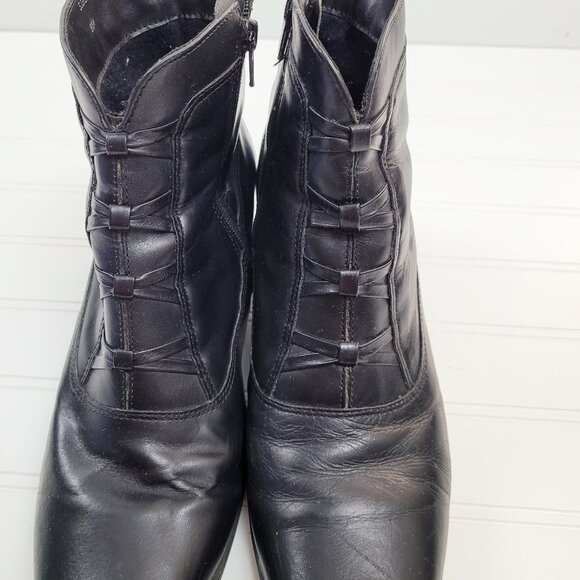 London Fog Ankle Boot Womens Size 8.5 Black Leather Side Zip Witchy Victorian - Picture 6 of 12
